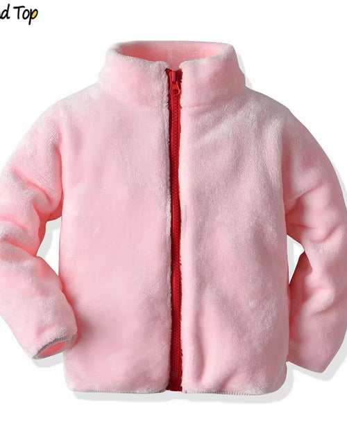 Load image into Gallery viewer, Autumn Winter Cute Baby Kids Boys Girls Fannel Jacket Coat Toddler Zipper Plush Casual Outerwear Snowsuit Bebes
